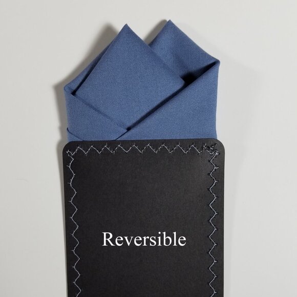 New - Slate Blue Cotton Pre-Folded Pocket Square Handkerchief Insert - Picture 5 of 6